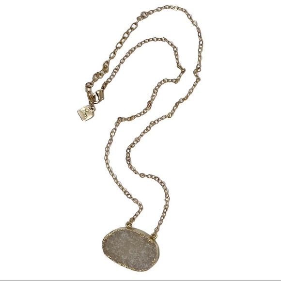 Max & Zoe Jewelry - Max & Zoe White Druzy Crystal Gold Tone Necklace